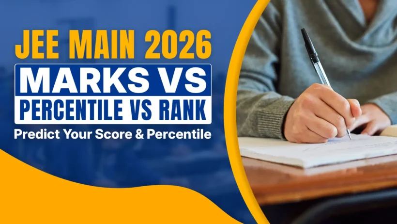 "Student solving JEE Main 2026 practice paper at desk with pen in hand, overlaid with bold text: JEE MAIN 2026 MARKS VS PERCENTILE VS RANK – Predict Your Score & Percentile" "Young engineering aspirant writing answers during JEE Main exam preparation, featured image for JEE Main 2026 marks vs percentile vs rank predictor guide" "Focused student taking notes for JEE Main 2026, circular orange graphic with title: JEE MAIN 2026 MARKS VS PERCENTILE VS RANK – Predict Your Score and Percentile" "JEE Main 2026 blog header showing a student studying hard with pen and paper, text overlay: Marks vs Percentile vs Rank – Predict Your Score & Percentile" "Indian JEE aspirant practicing mock test at study table, vibrant cover image for article on JEE Main 2026 marks to percentile and rank conversion" "Close-up of student’s hand writing exam answers, motivational blog thumbnail for JEE Main 2026: Marks vs Percentile vs Rank analysis and prediction" "Engineering entrance exam preparation scene with student writing, bold headline: JEE MAIN 2026 MARKS VS PERCENTILE VS RANK – Your Score Predictor Guide