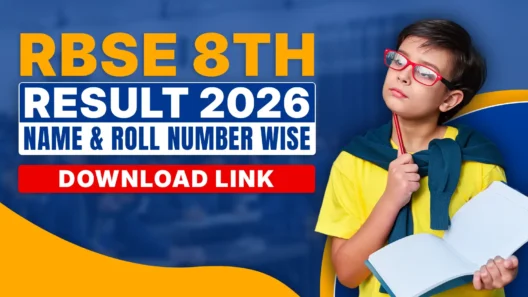 The RBSE 8th Result 2026 (Rajasthan Board of Secondary Education Class 8th result) is expected to be declared in May 2026, shortly after the exams which were held from February 19 to March 4, 2026. Students can check their results name-wise or roll number-wise on the official website rajshaladarpan.nic.in (or related portals like rajpsp.nic.in), by entering their roll number and other required details to access the marksheet. As of now (late February 2026), the result has not been released yet, so keep checking the official Shala Darpan portal regularly for the direct download link and latest updates once announced.