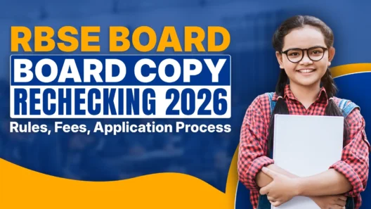 The RBSE (Rajasthan Board of Secondary Education) allows students to apply for board copy rechecking (also called scrutiny, re-totalling, or revaluation) after the 2026 results are declared, typically starting in May or June 2026. The process is fully online via the official website rajeduboard.rajasthan.gov.in or bseronline.in, where students register, fill details like roll number and subjects, pay the fee (usually ₹300 per subject for rechecking/retotalling, though it may vary to ₹400 in some cases, with possible late fee options doubling it), and submit the form within a limited window of about 10–15 days after results (with a short late fee period). Rules include applying for selected subjects only once, no changes to subjective evaluation in basic rechecking (focus on totalling, unmarked questions, etc.), final updated marks are binding (even if reduced), and students may view photocopies or answer sheets in some cases; always check the latest notification on the official site for exact 2026 dates, fees, and steps as they are announced post-results.